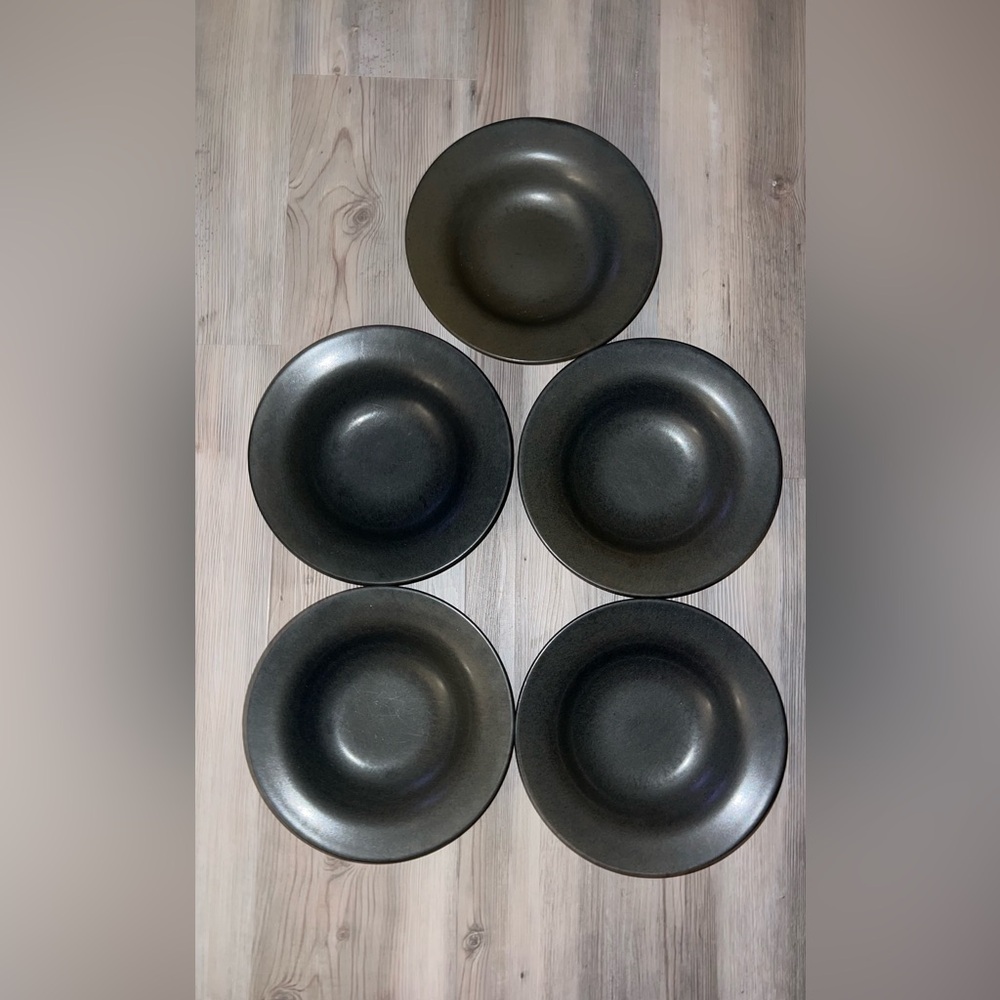 5 Lindt Stymeist Piano Round Salad Plates Craftworks Ebony Brown 8.5 in